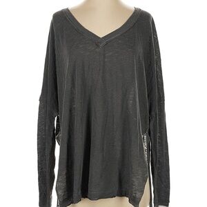 Free People Women's Gray V-Neck Oversized Top Small